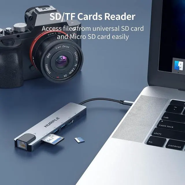 Alt view image 7 of 7 - USB C Hub, 7-in-1 USB C Hub Multiport Adapter with USB C to HDMI, RJ45 Ethernet, 100W Power Delivery, USB 3.0 and SD/TF Card Reader, Hurple USB-C Hub for MacBook Pro, iPad Pro, Type C Devices and More