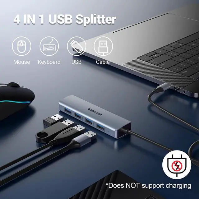 Alt view image 2 of 7 - USB C Hub, 4 10 GBS 3.2 Port USB C Adapter Ultra Slim USB 3.2 Hub Data Hub Extra Light Super Speed USB HUB Adapter for MacBook Pro/Air, iPad Pro/Air, Surface Go, XPS, Pixelbook and More