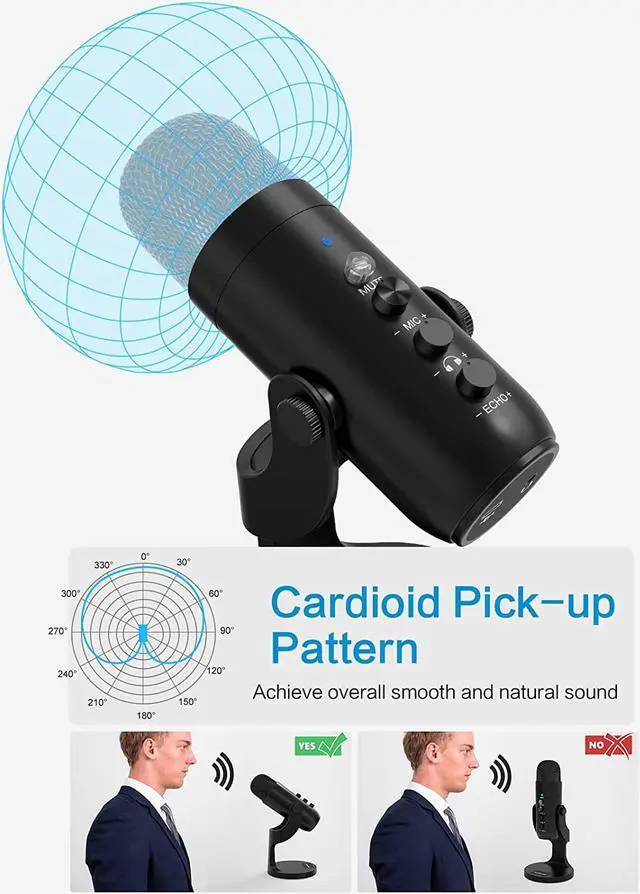 Alt view image 5 of 6 - USB Microphone,Condenser Computer PC Mic,Plug&Play Gaming Microphones for PS 4&5.Headphone Output&Volume Control,Mic Gain Control,Mute Button for Vocal,YouTube Podcast on Mac&Windows(Black)