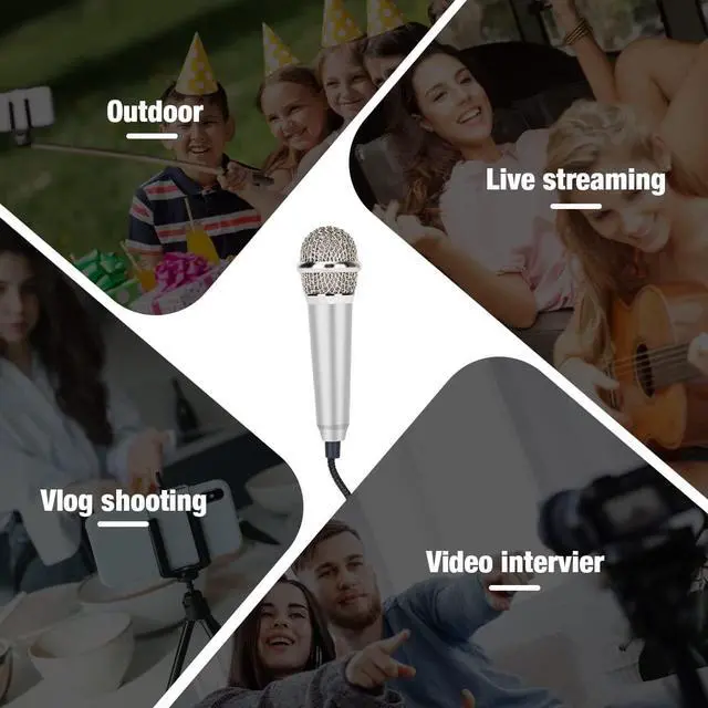 Alt view image 5 of 7 - Mini Microphone,Portable Vocal Tiny Microphone, Asmr Microphone,Phone Microphone, Mini Karaoke Microphone for Voice Recording Chatting and Singing On iPhone,Android,Laptop NotebookSilver