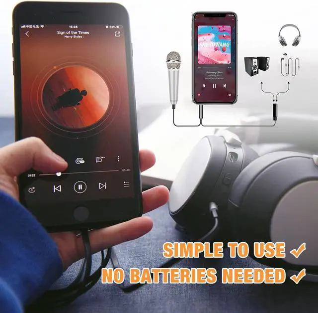 Alt view image 3 of 7 - Mini Microphone,Portable Vocal Tiny Microphone, Asmr Microphone,Phone Microphone, Mini Karaoke Microphone for Voice Recording Chatting and Singing On iPhone,Android,Laptop NotebookSilver