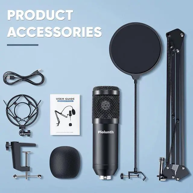 Alt view image 3 of 7 - USB Microphone, Professional 192kHz/24Bit Plug & Play PC Computer Condenser Cardioid Mic Kit with Sound Advanced Chipset, for Streaming, Podcast, Studio Recording and Games