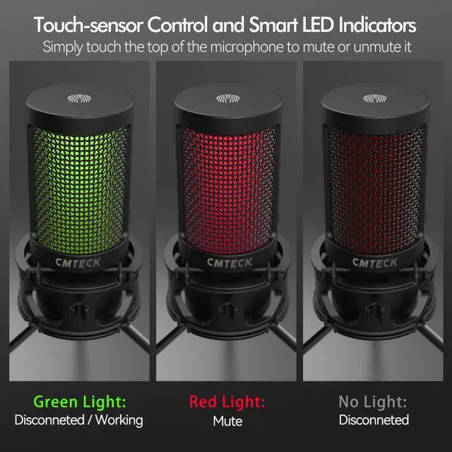 Alt view image 3 of 6 - CMTECK USB Microphone, Podcast Microphone with Pop Filter & Mute Button, Compatible Desktop Computer and Laptop (Black)