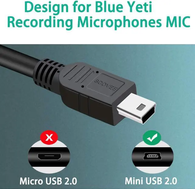 Alt view image 3 of 4 - Replacement USB Cable Power Cord for Blue Yeti Recording Microphones MIC,Blue Yeti Pro USB Microphone,USB Microphone,Blue Snowball iCE USB Mic