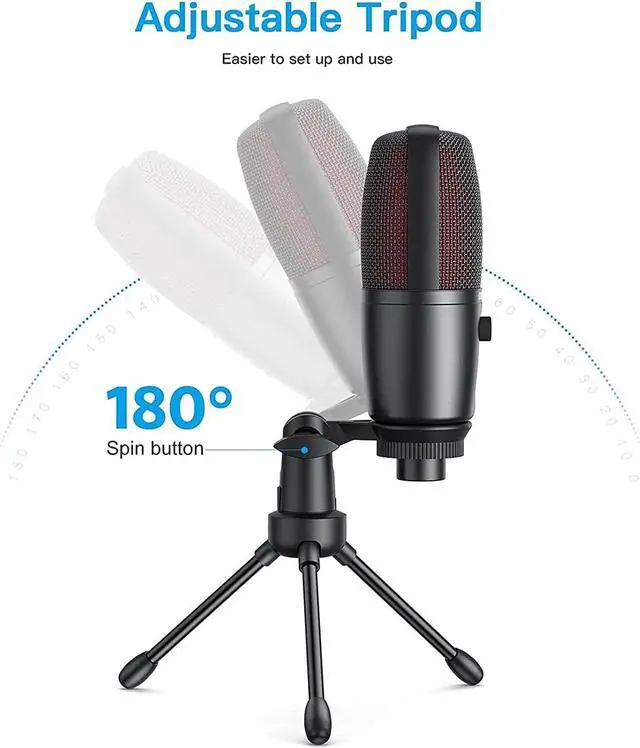 Alt view image 6 of 7 - TECURS USB Microphone, Condenser Microphone Kit for Computer, Podcast Mic Set, PC Condenser Mic with Boom Arm for Gaming,Streaming,YouTube,Recording,Chatting