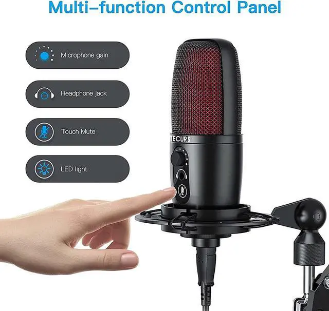 Alt view image 4 of 7 - TECURS USB Microphone, Condenser Microphone Kit for Computer, Podcast Mic Set, PC Condenser Mic with Boom Arm for Gaming,Streaming,YouTube,Recording,Chatting
