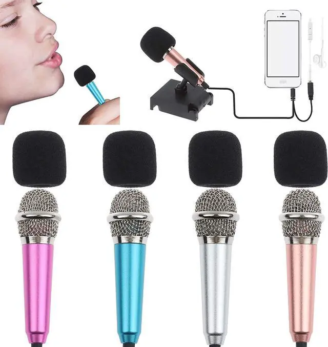 Main image of 4Pcs Mini Microphone with Omnidirectional Stereo Mic for Voice Recording, Portable Microphone Chatting and Singing Compatible with Smartphone
