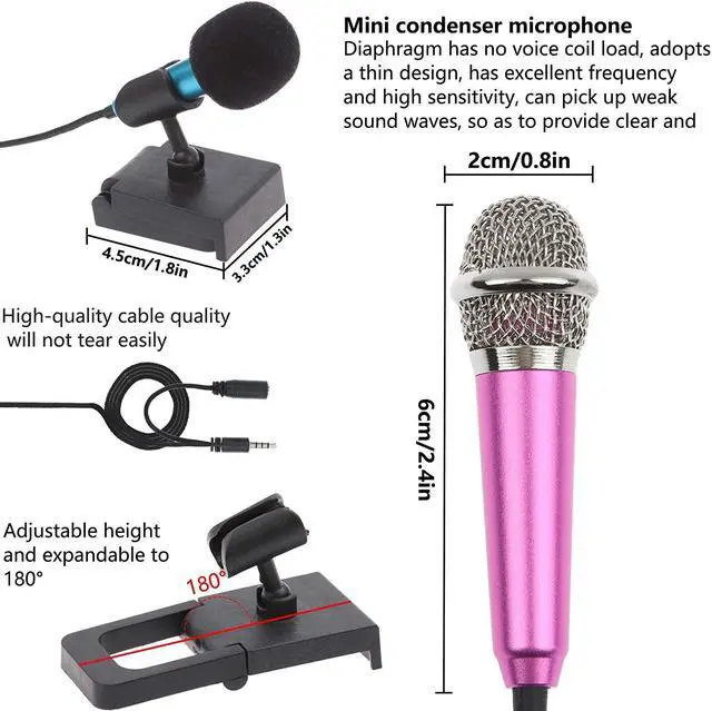 Alt view image 2 of 7 - 4Pcs Mini Microphone with Omnidirectional Stereo Mic for Voice Recording, Portable Microphone Chatting and Singing Compatible with Smartphone