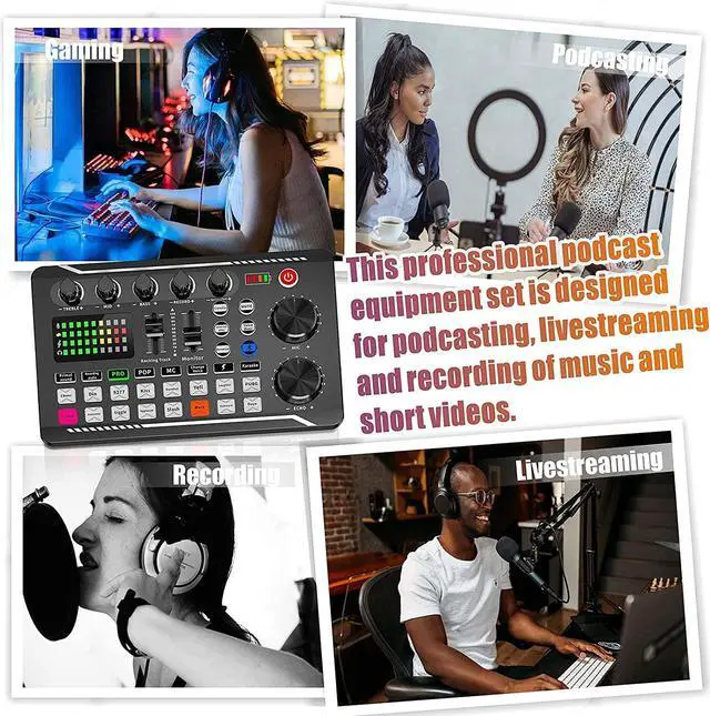 Alt view image 6 of 6 - Podcast Microphone Bundle, BM-800 Condenser Mic with Live Sound Card Kit, Podcast Equipment Bundle with voice changer and Mixer functions for PC Smartphone Studio Recording & Broadcasting