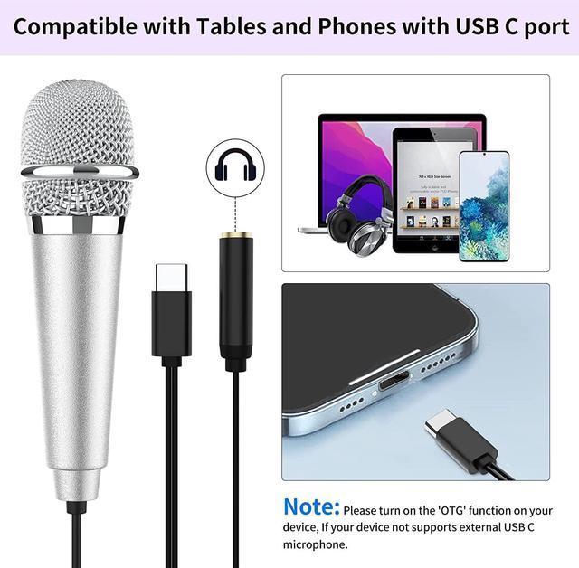 USB C Mini Karaoke Microphone for Android Phone, Laptop, Tablets Small ASMR  Microphone for Voice Video Recording Singing, Vlogging, Podcasting