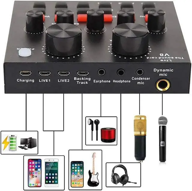 Alt view image 5 of 7 - Podcast Equipment Bundle, BM-800 Podcast Microphone bundle with v8 Sound Card, Condenser Studio Microphonefor Laptop Computer Vlog Living Broadcast Live Streaming YouTube TikTok