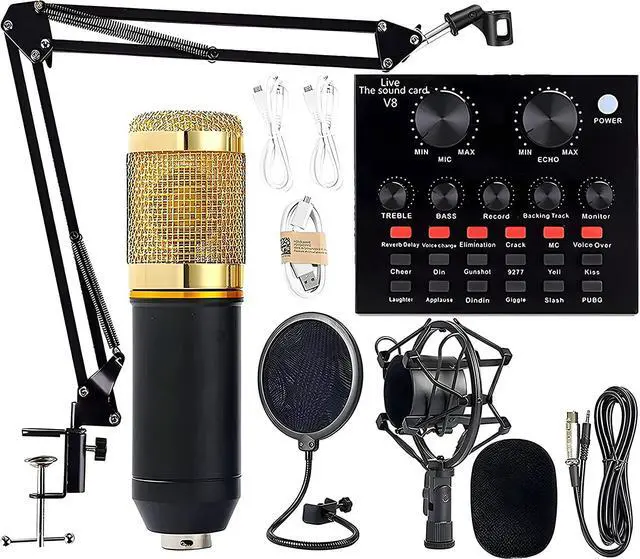 Main image of Podcast Equipment Bundle, BM-800 Podcast Microphone bundle with v8 Sound Card, Condenser Studio Microphonefor Laptop Computer Vlog Living Broadcast Live Streaming YouTube TikTok
