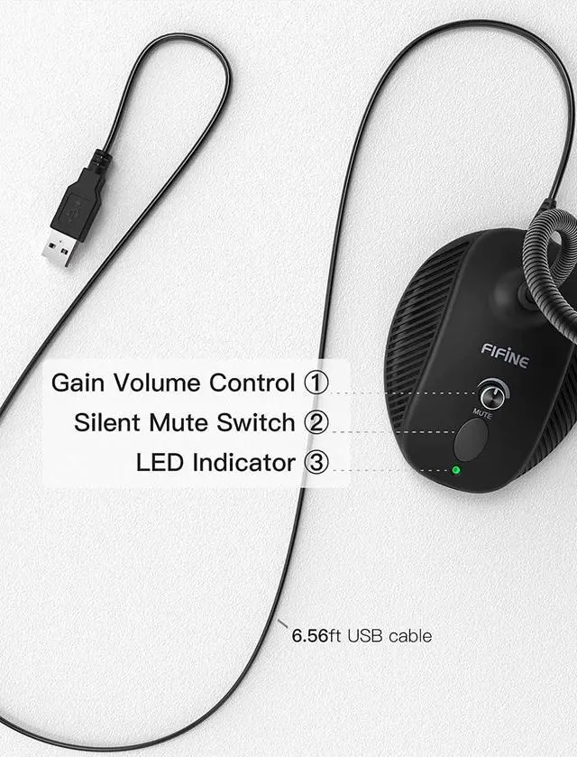 Alt view image 3 of 7 - USB Computer Microphone, Plug &Play Desktop Condenser PC Laptop Mic,Mute Button with LED Indicator, Compatible with Windows/Mac, Ideal for YouTube,Zoom,Recording,Twitch Games(K054)