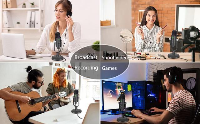 Alt view image 6 of 6 - Microphone for Podcast, USB Microphone Kit for Phone, PC/Micro/Mac/Android,Professional Plug&Play Studio Microphone with Stand for Gaming, Online Chatting, Videos, Voice Overs, Streaming
