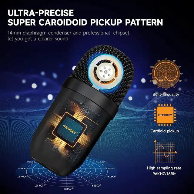 Alt view image 2 of 6 - Podcast Microphone for Phone,  Professional USB Microphone forTikTok/PC/Pad/PS4/i*O*S/Android,Computer Mic with Noise Cancelling,Asmr Microphone Plug and Play for Streaming,Podcast,Gaming