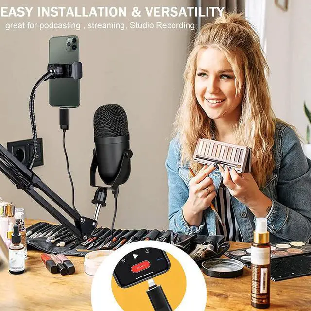 Alt view image 3 of 6 - Podcast Microphone for Phone,  Professional USB Microphone forTikTok/PC/Pad/PS4/i*O*S/Android,Computer Mic with Noise Cancelling,Asmr Microphone Plug and Play for Streaming,Podcast,Gaming