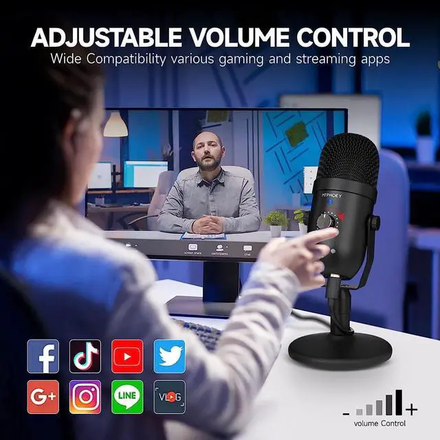 Alt view image 4 of 6 - Podcast Microphone for Phone,  Professional USB Microphone forTikTok/PC/Pad/PS4/i*O*S/Android,Computer Mic with Noise Cancelling,Asmr Microphone Plug and Play for Streaming,Podcast,Gaming