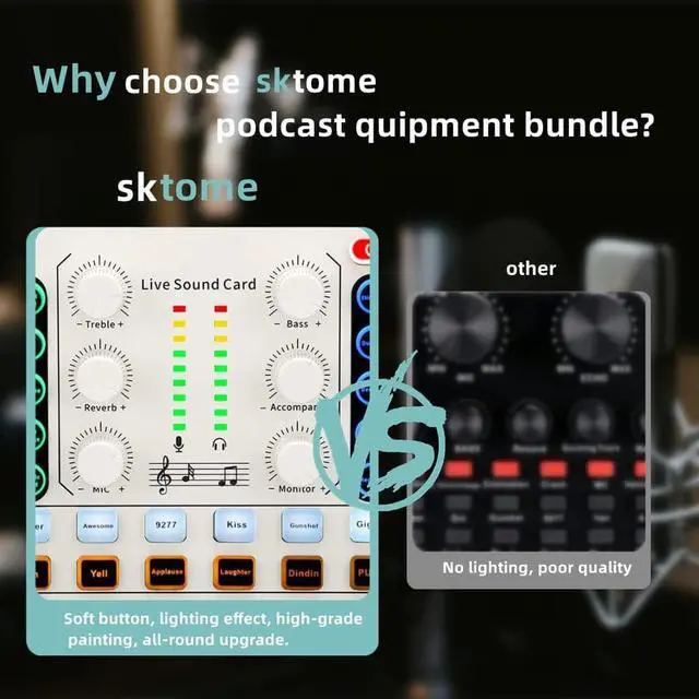 Alt view image 3 of 7 - Podcast Equipment Bundle, BM-800 Podcast Microphone Bundle-Voice Changer with Mic Arm-Studio Condenser Microphone for Phone, PC, DJ, Perfect for Video Recording, Streaming Media, Gaming and Singing