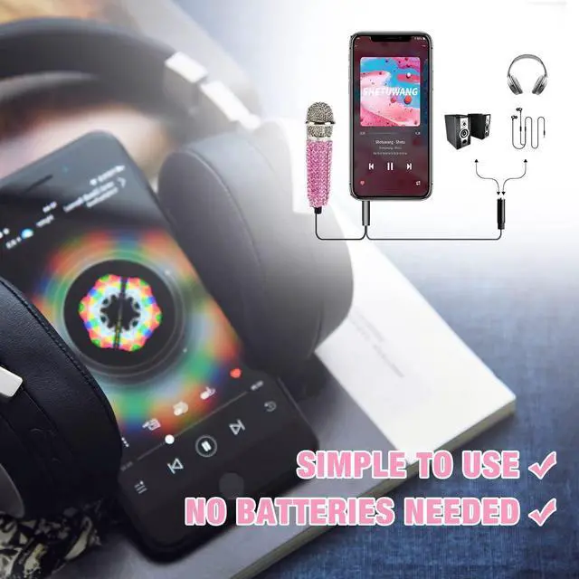 Alt view image 3 of 6 - Mini Microphone,Portable Vocal Tiny Microphone, Asmr Microphone,Phone Microphone, Mini Karaoke Microphone for Voice Recording Chatting and Singing On iPhone,Android,Laptop Notebook (Pink)