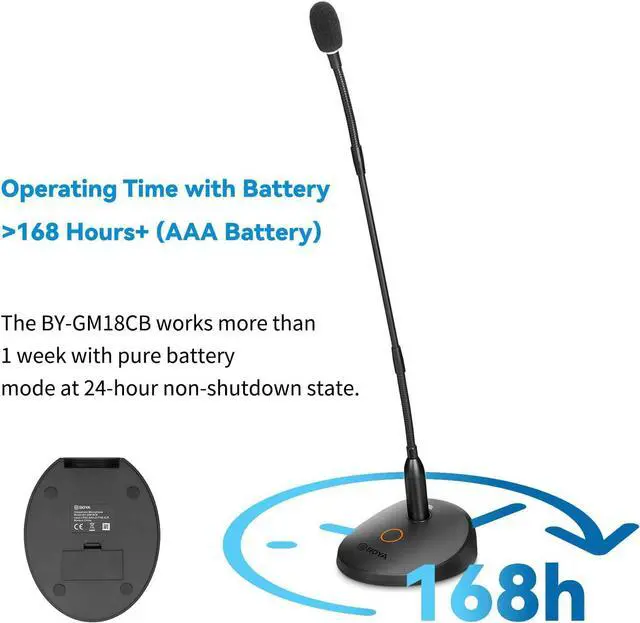 Alt view image 3 of 7 - Desktop Gooseneck Condenser Microphone 18" Podium Microphones with Base LED Indicator XLR Mic for Meetings Video Conferences Streaming Lectures BY-GM18CB