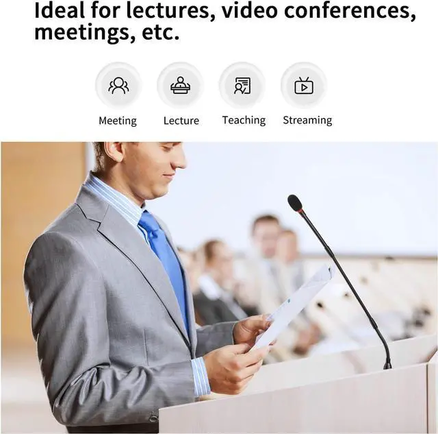 Alt view image 6 of 7 - Desktop Gooseneck Condenser Microphone 18" Podium Microphones with Base LED Indicator XLR Mic for Meetings Video Conferences Streaming Lectures BY-GM18CB