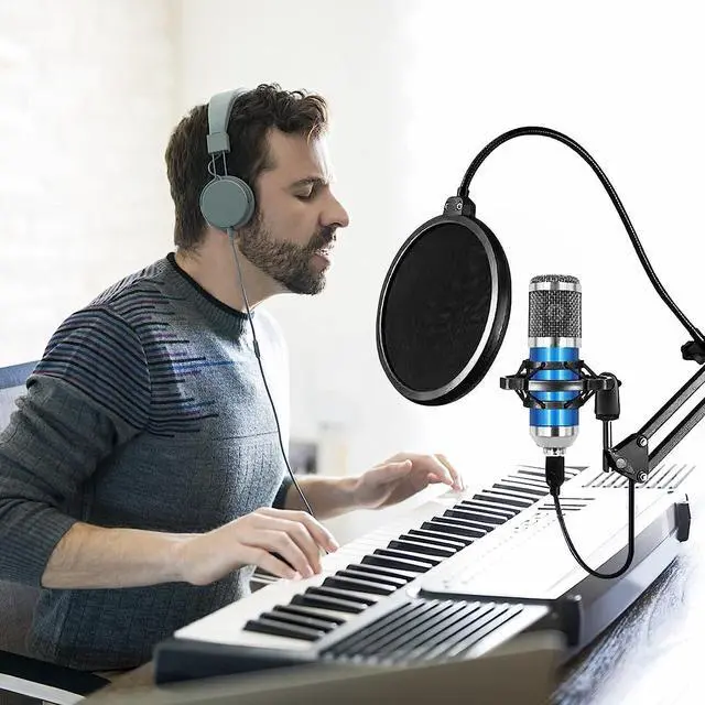 Alt view image 2 of 3 - USB Microphone .Professional Cardioid Condenser Mic with Boom Arm, Shock Mount, Pop Filter for Recording, Podcasting, Gaming, YouTube