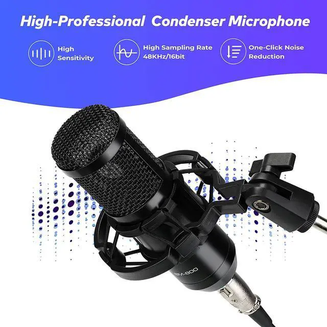 Alt view image 2 of 6 - Podcast Equipment Bundle, BM800 Condenser Podcast Microphone Bundle Kit with Live Sound Card, Streaming Audio Mixer Studio All-in-one Beginner Podcast Package for Recording YouTube TikTok