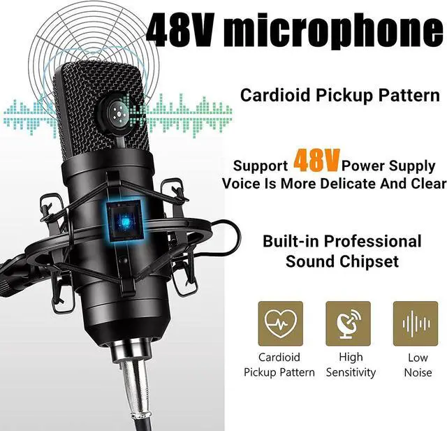 Alt view image 2 of 7 - Podcast Equipment Bundle, 48V Condenser Microphone Bundle with M300 Voice Changer, Podcast Microphone Recording Studio Package for Podcasting Live Streaming Singing PC Mobile TikTok YouTube