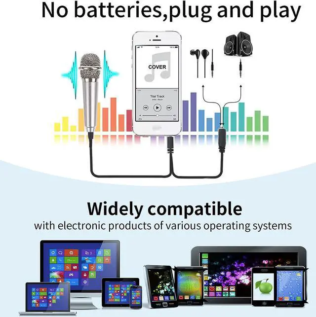 Alt view image 4 of 7 - 4Pcs Mini Microphone Tiny Microphone Mini Mic for Recording Voice and Singing on iPhone, Android Smartphones or Tablet, Portable Mini Karaoke Microphone