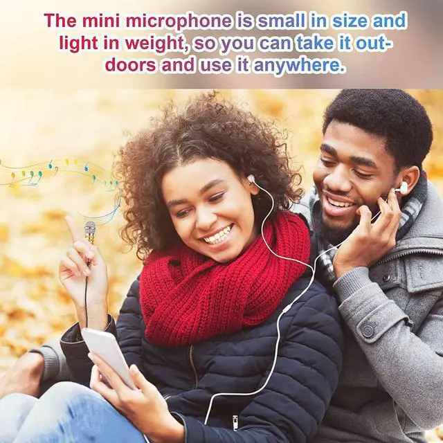 Alt view image 7 of 7 - 4Pcs Mini Microphone Tiny Microphone Mini Mic for Recording Voice and Singing on iPhone, Android Smartphones or Tablet, Portable Mini Karaoke Microphone