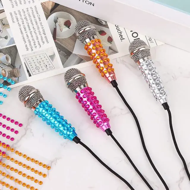 Alt view image 5 of 7 - 4Pcs Mini Microphone Tiny Microphone Mini Mic for Recording Voice and Singing on iPhone, Android Smartphones or Tablet, Portable Mini Karaoke Microphone