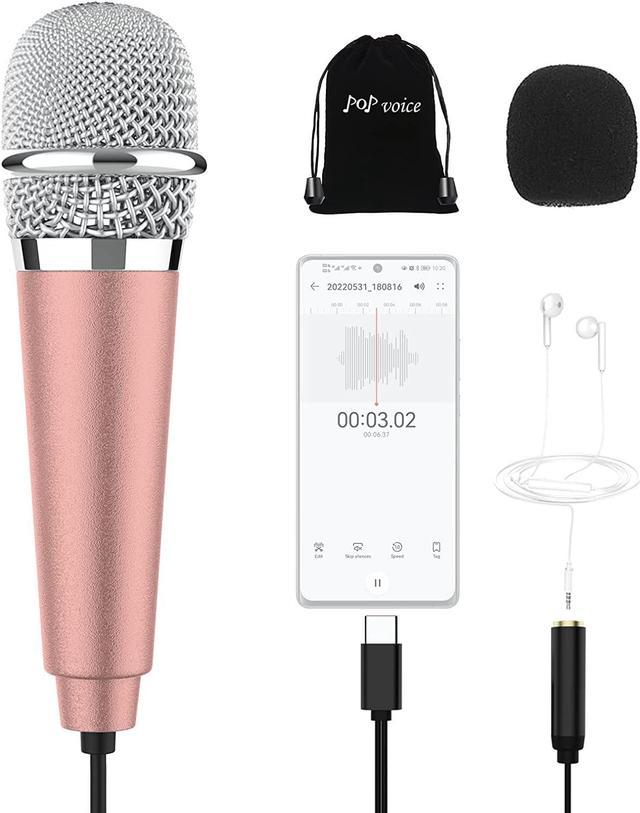 USB C Mini Karaoke Microphone for Android Phone, Laptop Small ASMR  Microphone for Voice Video Recording Singing, Vlogging, Podcasting  (Golden*1) 