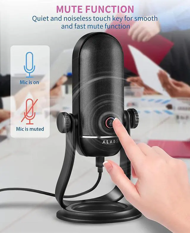 Alt view image 4 of 5 - ALABS Podcast Microphone, 192KHz 24bits USB Mic for Computer, Smartphone with Mic Monitoring and Gain Control Condenser Microphone for Podcast Streaming Recording ASMR Gaming, Iron 192