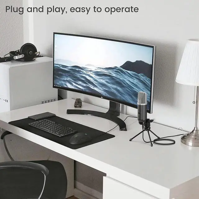Alt view image 3 of 7 - Lavales Condenser Microphone USB Microphone with Tripod for Streaming, Podcast Vocal Recording Gaming Conference Computer Microphone (Silver)