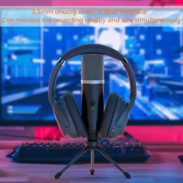 Alt view image 4 of 7 - Lavales Condenser Microphone USB Microphone with Tripod for Streaming, Podcast Vocal Recording Gaming Conference Computer Microphone (Silver)