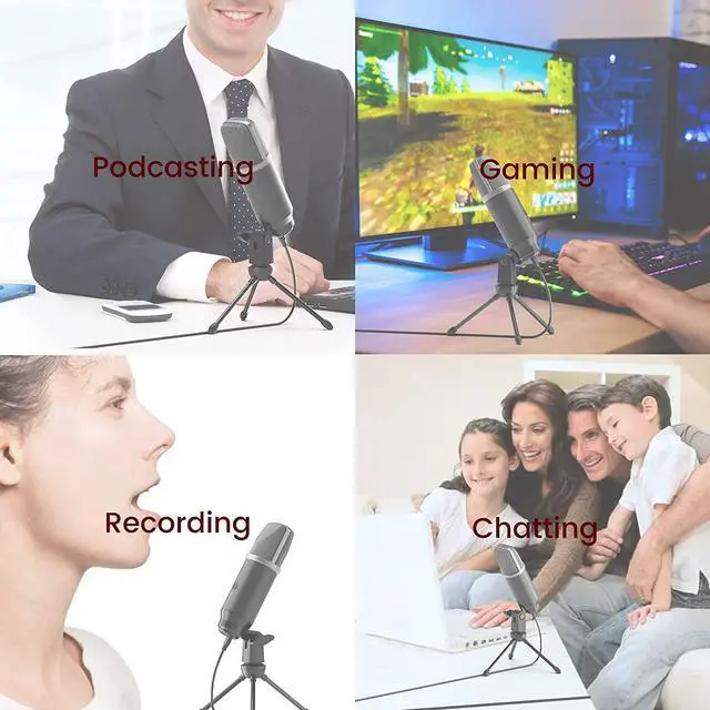 Alt view image 6 of 7 - Lavales Condenser Microphone USB Microphone with Tripod for Streaming, Podcast Vocal Recording Gaming Conference Computer Microphone (Silver)