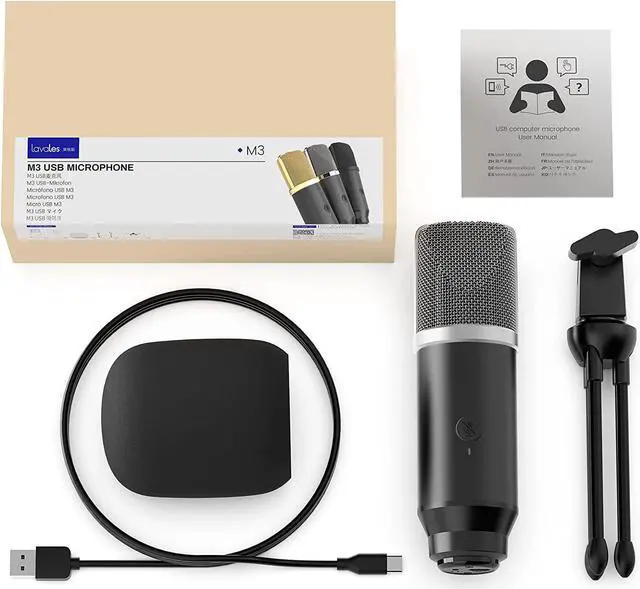 Alt view image 7 of 7 - Lavales Condenser Microphone USB Microphone with Tripod for Streaming, Podcast Vocal Recording Gaming Conference Computer Microphone (Silver)