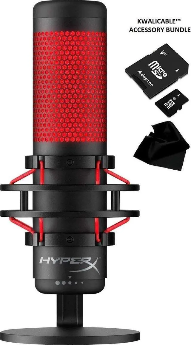 Alt view image 2 of 7 - Newest HyperX - QuadCast USB Multi-Pattern Electret Condenser Microphone | 2020 Edition | for PS4, PC and Mac | Pop Filter | Anti-Vibration Shock Mount | | Red - Black | with KWALICABLE Bundle