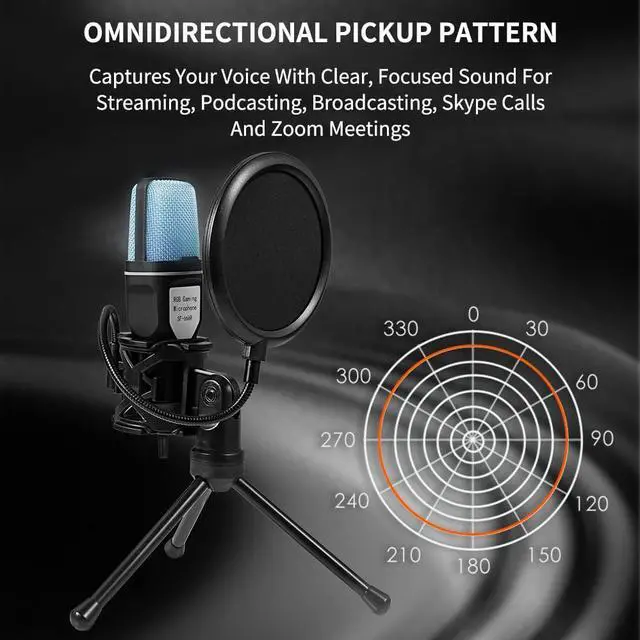 Alt view image 6 of 7 - RGB USB Condenser Microphone Cardioid Gaming Mic SF-666R with Anti-Vibration Shock Mount Pop Filter for Podcast Recording Studio Streaming Laptop Desktop PC PS4 PS5