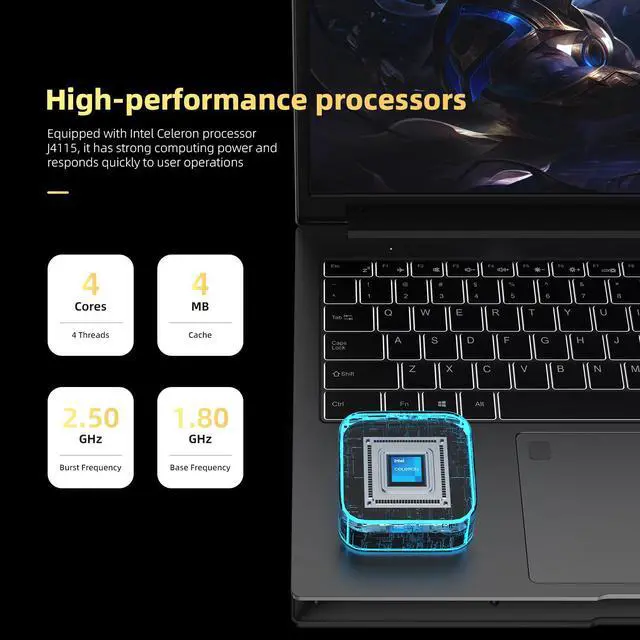 Alt view image 2 of 7 - JSHIX  Laptop Windows 11 Pro , 15.6" FHD(1920 x 1080) IPS Display,Intel J4115 CPU Notebook Computer, 8GB RAM DDR4, 256GB SSD,Full Size Backlit Keyboard with Fingerprint Reader,3.3 lbs Gray 256 GB