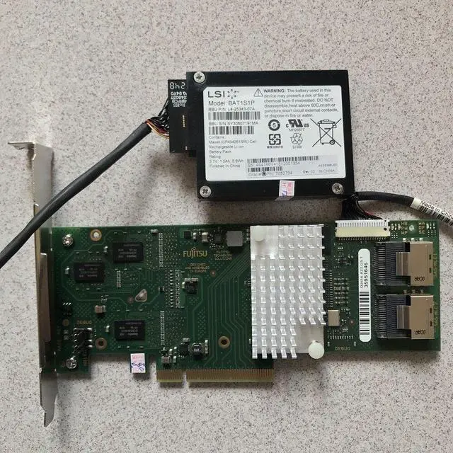Alt view image 2 of 4 - Fujitsu D2616 LSI 2108 SATA / SAS Raid 6G 512M cache Controller+LSI BBU08=9260