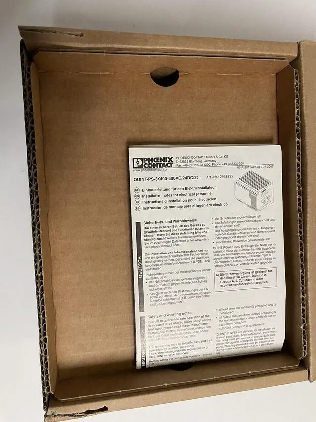 Alt view image 4 of 5 - PHOENIX CONTACT QUINT-PS, Order No:2938727, 3x400-500AC/24DC/20 NEW ORIGINAL PAC