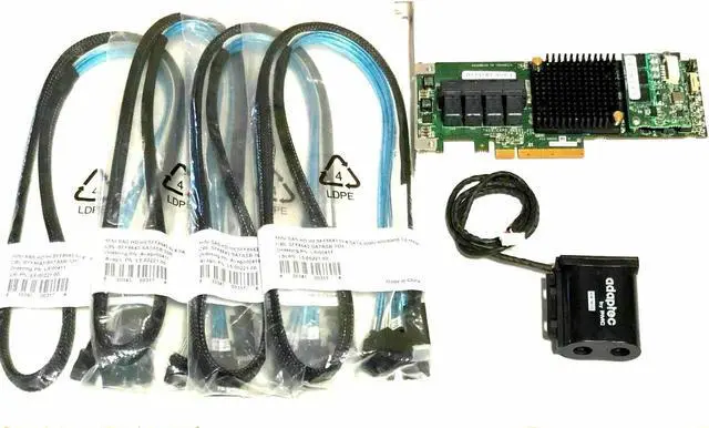 Main image of Adaptec ASR 71605 1GB 16Port PCIe Raid w/ Battery & 4x Cables SFF-8643 to SATA