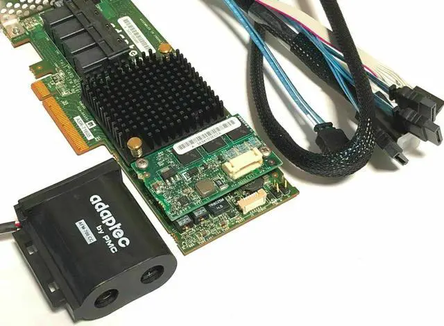 Alt view image 2 of 7 - Adaptec ASR 71605 1GB 16Port PCIe Raid w/ Battery & 4x Cables SFF-8643 to SATA