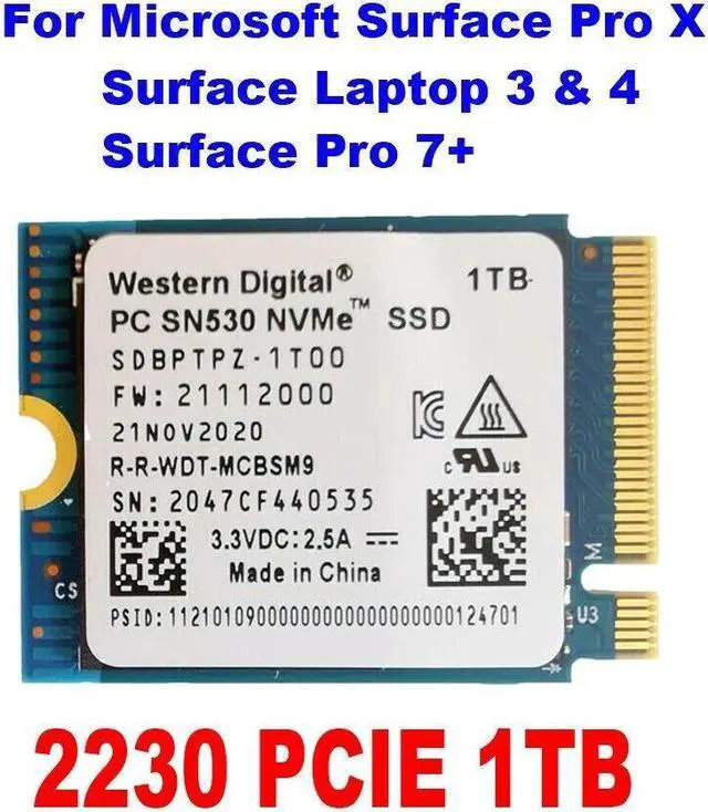 Main image of SN530 m.2 2230 SSD 1TB NVMe PCIe for Microsoft Surface Pro X Surface Laptop 3 WD
