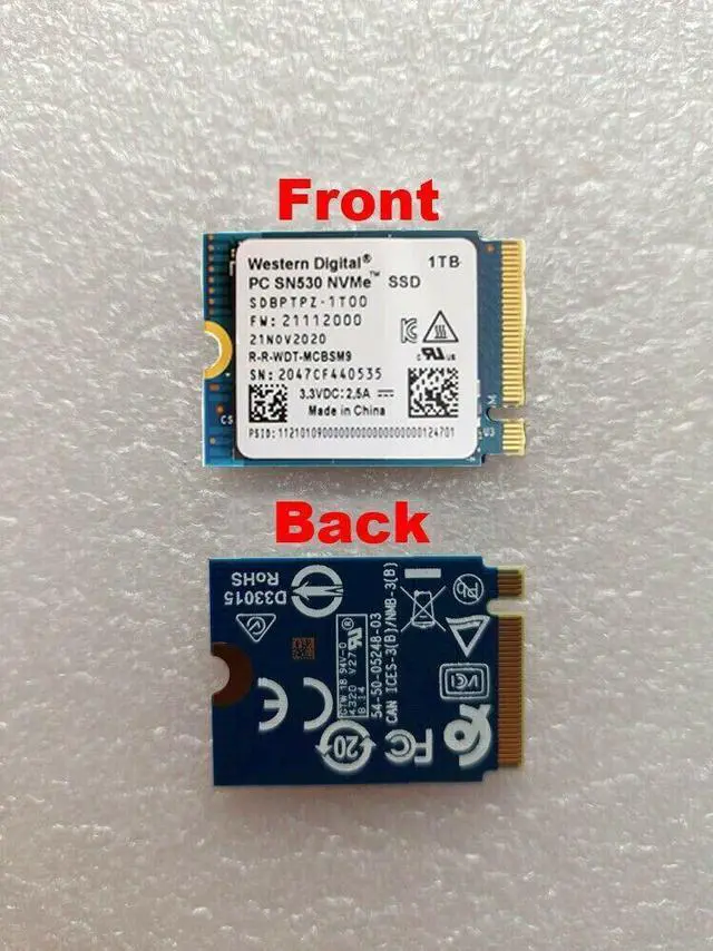 Alt view image 3 of 7 - SN530 m.2 2230 SSD 1TB NVMe PCIe for Microsoft Surface Pro X Surface Laptop 3 WD
