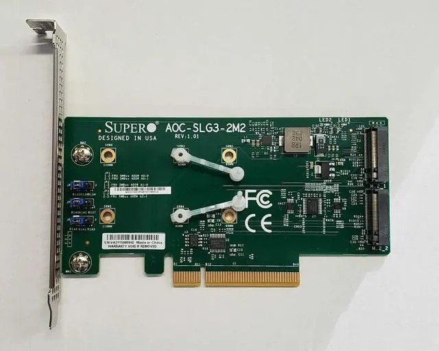 Alt view image 2 of 3 - NEW FULL WARRANTY W/ TWO BRACKETS Supermicro AOC-SLG3-2M2 PCIe for 2 NVMe SSDs