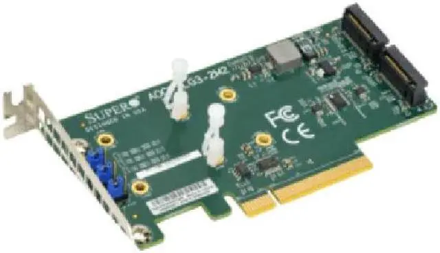 Alt view image 3 of 3 - NEW FULL WARRANTY W/ TWO BRACKETS Supermicro AOC-SLG3-2M2 PCIe for 2 NVMe SSDs