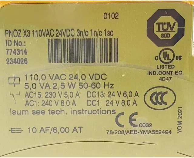 Alt view image 3 of 3 - 1PC NEW For pilz 774314 PNOZ X3 Safety Relay 110VAC 24VDC