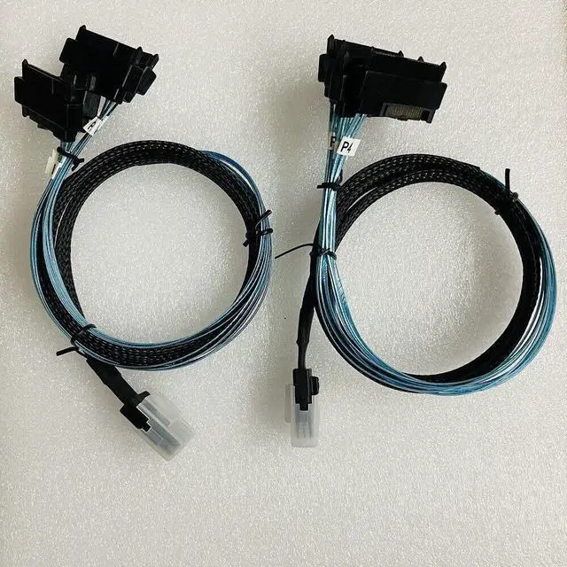 Main image of 2PCS Mini SAS 36pin Power SFF-8087 to SFF-8482 4 SATA SAS Power Cable 3FT Blue